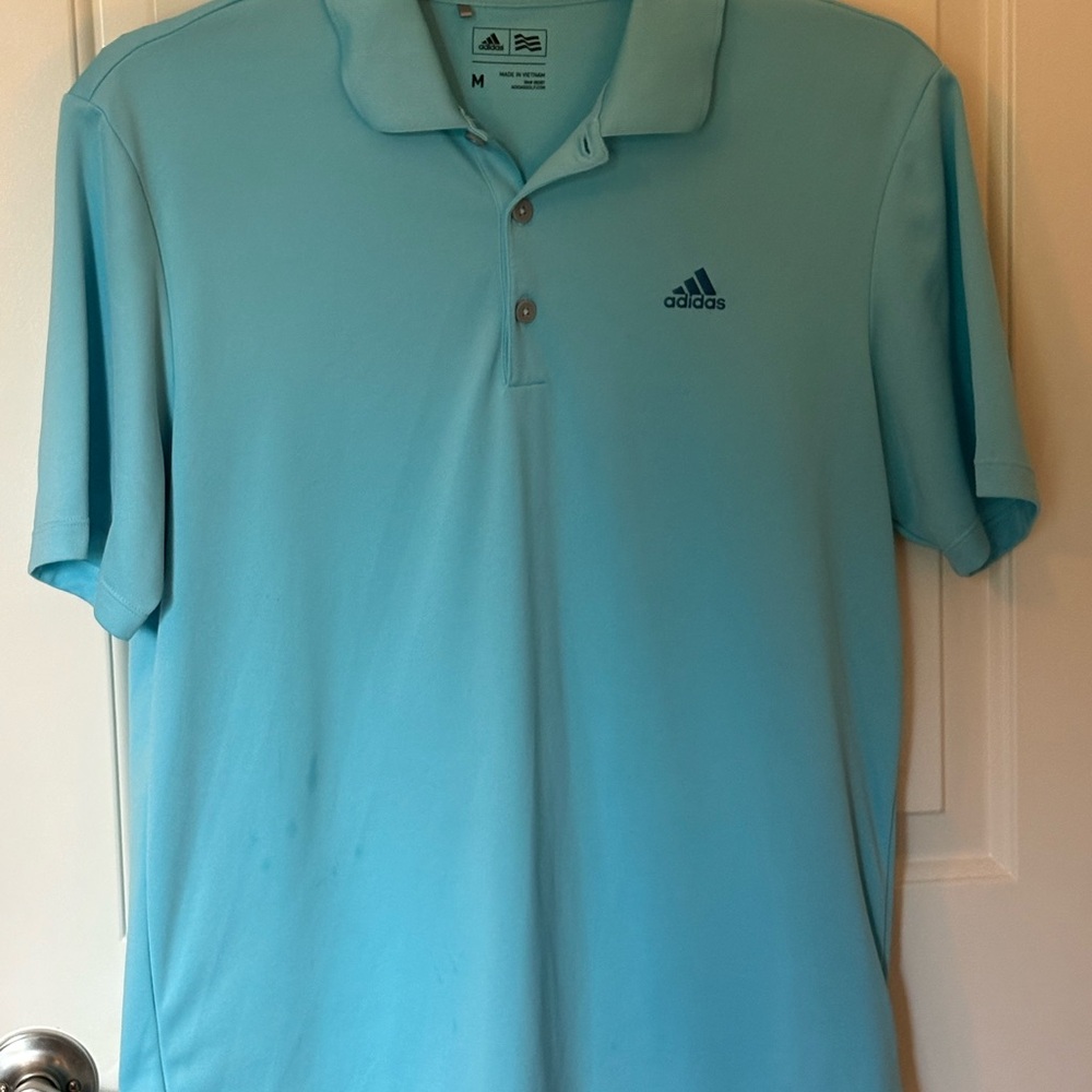 Adidas Men's Teal Aqua Blue Polo Golf Shirt Size M